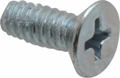 Value Collection - #10-24 UNC Thread, 1/2" OAL, Phillips Drive Steel Thread Cutting Screw - Flat Head, Grade 2, Point Type F, Zinc-Plated Finish - Americas Industrial Supply
