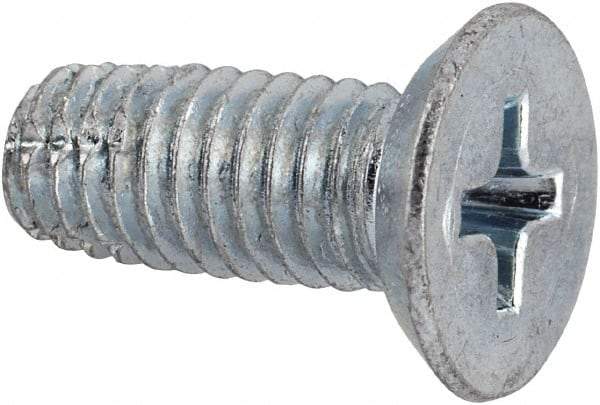 Value Collection - #10-32 UNF Thread, 1/2" OAL, Phillips Drive Steel Thread Cutting Screw - Flat Head, Grade 2, Point Type F, Zinc-Plated Finish - Americas Industrial Supply