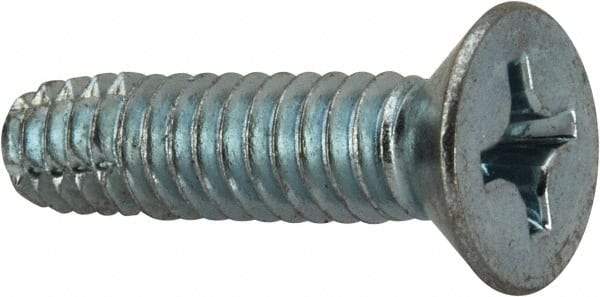 Value Collection - 1/4-20 UNC Thread, 1" OAL, Phillips Drive Steel Thread Cutting Screw - Flat Head, Grade 2, Point Type F, Zinc-Plated Finish - Americas Industrial Supply