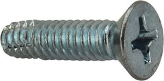 Value Collection - 1/4-20 UNC Thread, 1" OAL, Phillips Drive Steel Thread Cutting Screw - Flat Head, Grade 2, Point Type F, Zinc-Plated Finish - Americas Industrial Supply
