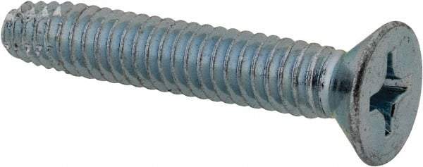 Value Collection - 1/4-20 UNC Thread, 1-1/2" OAL, Phillips Drive Steel Thread Cutting Screw - Flat Head, Grade 2, Point Type F, Zinc-Plated Finish - Americas Industrial Supply