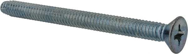 Value Collection - 1/4-20 UNC Thread, 3" OAL, Phillips Drive Steel Thread Cutting Screw - Flat Head, Grade 2, Point Type F, Zinc-Plated Finish - Americas Industrial Supply