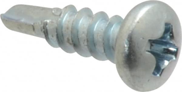 Value Collection - #6, Pan Head, Phillips Drive, 1/2" Length Under Head, #2 Point, Self Drilling Screw - Steel, Zinc-Plated Finish - Americas Industrial Supply