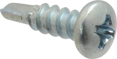 Value Collection - #6, Pan Head, Phillips Drive, 1/2" Length Under Head, #2 Point, Self Drilling Screw - Steel, Zinc-Plated Finish - Americas Industrial Supply