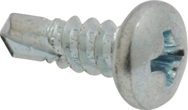 Value Collection - #8, Pan Head, Phillips Drive, 1/2" Length Under Head, #2 Point, Self Drilling Screw - Steel, Zinc-Plated Finish - Americas Industrial Supply