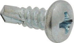 Value Collection - #8, Pan Head, Phillips Drive, 1/2" Length Under Head, #2 Point, Self Drilling Screw - Steel, Zinc-Plated Finish - Americas Industrial Supply