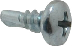 Value Collection - #10, Pan Head, Phillips Drive, 1/2" Length Under Head, #2 Point, Self Drilling Screw - Steel, Zinc-Plated Finish - Americas Industrial Supply