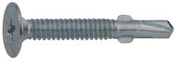 Value Collection - #10, Wafer Head, Phillips Drive, 1-7/16" Length Under Head, #2 Point, Self Drilling Screw - Steel, Zinc-Plated Finish - Americas Industrial Supply
