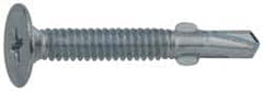 Value Collection - #10, Wafer Head, Phillips Drive, 1-7/16" Length Under Head, #2 Point, Self Drilling Screw - Steel, Zinc-Plated Finish - Americas Industrial Supply