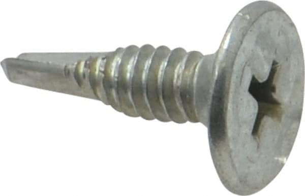 Value Collection - #10, Wafer Head, Phillips Drive, 3/4" Length Under Head, #2 Point, Self Drilling Screw - Steel, Zinc-Plated Finish - Americas Industrial Supply