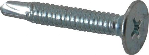 Value Collection - #10, Wafer Head, Phillips Drive, 1-1/4" Length Under Head, #2 Point, Self Drilling Screw - Steel, Zinc-Plated Finish - Americas Industrial Supply