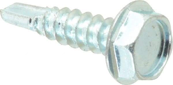 Value Collection - #10, Hex Washer Head, Hex Drive, 3/4" Length Under Head, #3 Point, Self Drilling Screw - Steel, Zinc-Plated Finish - Americas Industrial Supply