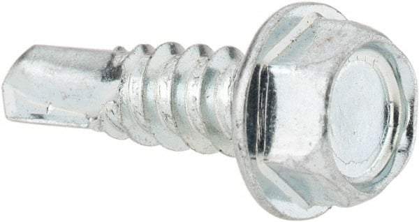 Value Collection - #12, Hex Washer Head, Hex Drive, 3/4" Length Under Head, #3 Point, Self Drilling Screw - Steel, Zinc-Plated Finish - Americas Industrial Supply
