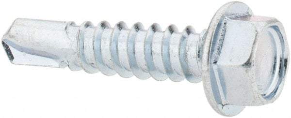 Value Collection - #12, Hex Washer Head, Hex Drive, 1" Length Under Head, #3 Point, Self Drilling Screw - Steel, Zinc-Plated Finish - Americas Industrial Supply