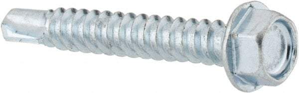 Value Collection - #12, Hex Washer Head, Hex Drive, 1-1/2" Length Under Head, #3 Point, Self Drilling Screw - Steel, Zinc-Plated Finish - Americas Industrial Supply