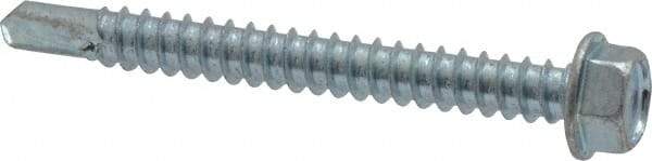 Value Collection - #12, Hex Washer Head, Hex Drive, 2" Length Under Head, #3 Point, Self Drilling Screw - Steel, Zinc-Plated Finish - Americas Industrial Supply
