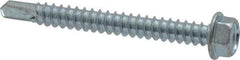 Value Collection - #12, Hex Washer Head, Hex Drive, 2" Length Under Head, #3 Point, Self Drilling Screw - Steel, Zinc-Plated Finish - Americas Industrial Supply