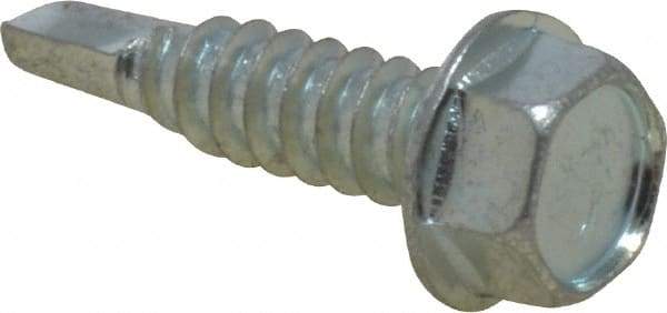 Value Collection - 1/4", Hex Washer Head, Hex Drive, 1" Length Under Head, #3 Point, Self Drilling Screw - Steel, Zinc-Plated Finish - Americas Industrial Supply