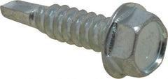Value Collection - 1/4", Hex Washer Head, Hex Drive, 1" Length Under Head, #3 Point, Self Drilling Screw - Steel, Zinc-Plated Finish - Americas Industrial Supply