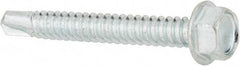 Value Collection - 1/4", Hex Washer Head, Hex Drive, 2" Length Under Head, #3 Point, Self Drilling Screw - Steel, Zinc-Plated Finish - Americas Industrial Supply