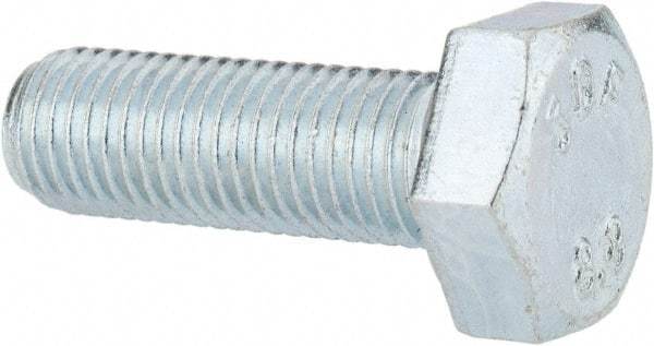 Value Collection - M10x1.25mm Metric Fine, 30mm Length Under Head Hex Head Cap Screw - Fully Threaded, Grade 8.8 Steel, Zinc-Plated Finish, 17mm Hex - Americas Industrial Supply