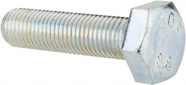 Value Collection - M10x1.25mm Metric Fine, 40mm Length Under Head Hex Head Cap Screw - Fully Threaded, Grade 8.8 Steel, Zinc-Plated Finish, 17mm Hex - Americas Industrial Supply