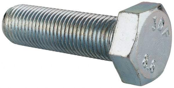 Value Collection - M12x1.25mm Metric Fine, 40mm Length Under Head Hex Head Cap Screw - Fully Threaded, Grade 8.8 Steel, Zinc-Plated Finish, 19mm Hex - Americas Industrial Supply