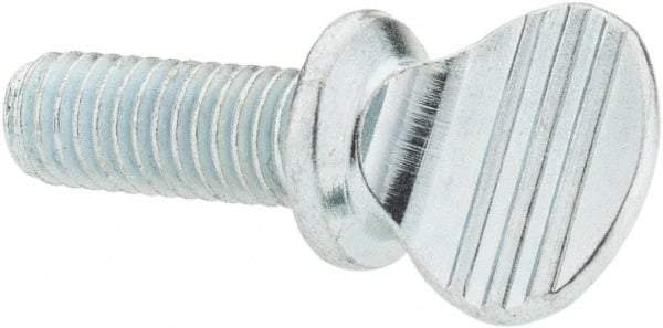 Value Collection - #10-32 Oval Shoulder Grade 2 Steel Thumb Screw - 1/2" OAL, Zinc-Plated Finish - Americas Industrial Supply