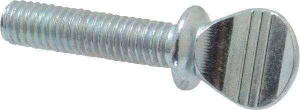 Value Collection - #10-32 Oval Shoulder Grade 2 Steel Thumb Screw - 3/4" OAL, Zinc-Plated Finish - Americas Industrial Supply