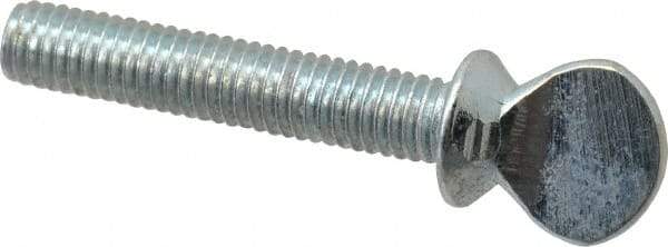 Value Collection - #10-32 Oval Shoulder Grade 2 Steel Thumb Screw - 1" OAL, Zinc-Plated Finish - Americas Industrial Supply