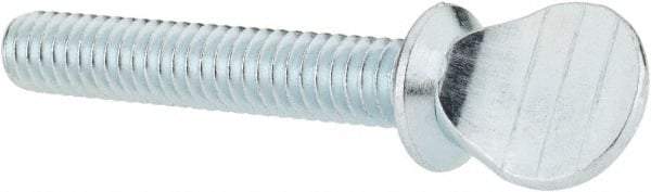 Value Collection - 1/4-20 Oval Shoulder Grade 2 Steel Thumb Screw - 1-1/2" OAL, Zinc-Plated Finish - Americas Industrial Supply