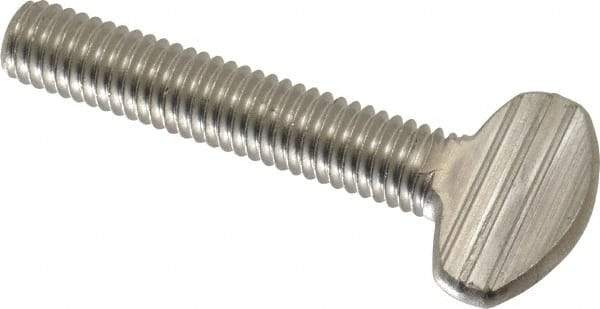 Value Collection - 3/8-16 Oval Shoulderless Grade 18-8 Stainless Steel Thumb Screw - 2" OAL, 0.95" Head Height - Americas Industrial Supply