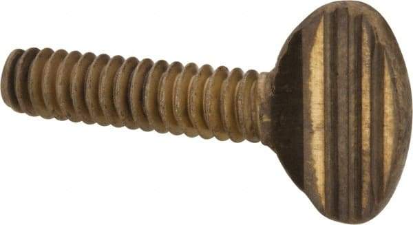 Value Collection - #10-24 Oval Shoulderless Brass Thumb Screw - 3/4" OAL, 0.48" Head Height - Americas Industrial Supply