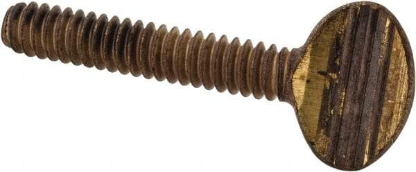 Value Collection - #10-24 Oval Shoulderless Brass Thumb Screw - 1" OAL, 0.48" Head Height - Americas Industrial Supply