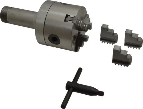 Made in USA - 3 Jaws, 3" Diam, Self Centering Manual Lathe Chuck - 5C Mount Spindle, 5/8" Through Hole Diam, Forged Steel - Americas Industrial Supply