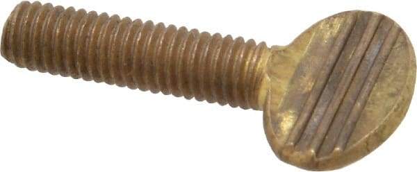 Value Collection - #10-32 Oval Shoulderless Brass Thumb Screw - 3/4" OAL, 0.48" Head Height - Americas Industrial Supply
