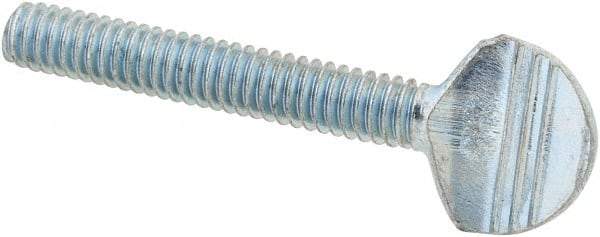 Value Collection - #8-32 Oval Shoulderless Grade 2 Steel Thumb Screw - 1" OAL, Zinc-Plated Finish - Americas Industrial Supply