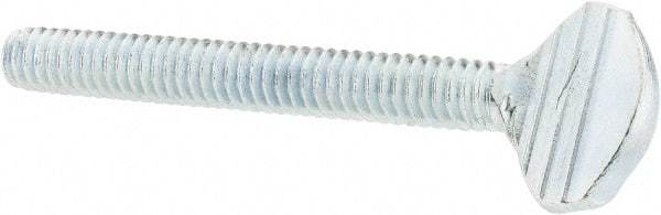 Value Collection - 1/4-20 Oval Shoulderless Grade 2 Steel Thumb Screw - 2" OAL, Zinc-Plated Finish - Americas Industrial Supply