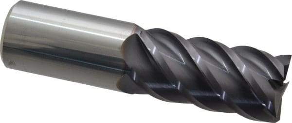 Niagara Cutter - 1", 2" LOC, 1" Shank Diam, 4" OAL, 5 Flute, Solid Carbide Square End Mill - Single End, TiAlN Finish, Spiral Flute, 45° Helix, Centercutting, Right Hand Cut, Right Hand Flute, Series S545 - Americas Industrial Supply