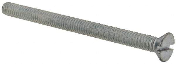Value Collection - #8-32 UNC, 2-1/4" OAL Slotted Drive Machine Screw - Flat Head, Grade 2 Steel, Zinc-Plated Finish, Without Washer - Americas Industrial Supply