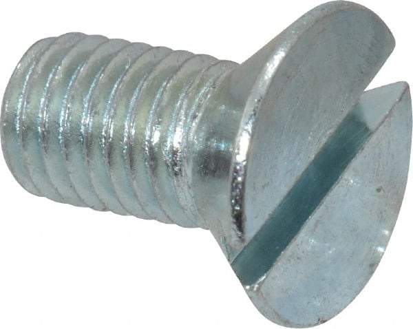 Value Collection - 1/4-28 UNF, 1/2" OAL Slotted Drive Machine Screw - Flat Head, Grade J82 Steel, Zinc-Plated Finish, Without Washer - Americas Industrial Supply