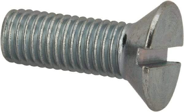 Value Collection - 1/4-28 UNF, 3/4" OAL Slotted Drive Machine Screw - Flat Head, Grade J82 Steel, Zinc-Plated Finish, Without Washer - Americas Industrial Supply