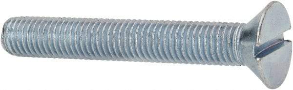 Value Collection - 1/4-28 UNF, 1-3/4" OAL Slotted Drive Machine Screw - Flat Head, Grade J82 Steel, Zinc-Plated Finish, Without Washer - Americas Industrial Supply