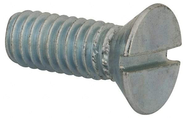 Value Collection - 5/16-18 UNC, 7/8" OAL Slotted Drive Machine Screw - Flat Head, Grade J82 Steel, Zinc-Plated Finish, Without Washer - Americas Industrial Supply