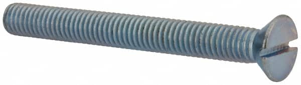 Value Collection - 3/8-16 UNC, 3-1/2" OAL Slotted Drive Machine Screw - Flat Head, Grade 2 Steel, Zinc-Plated Finish, Without Washer - Americas Industrial Supply
