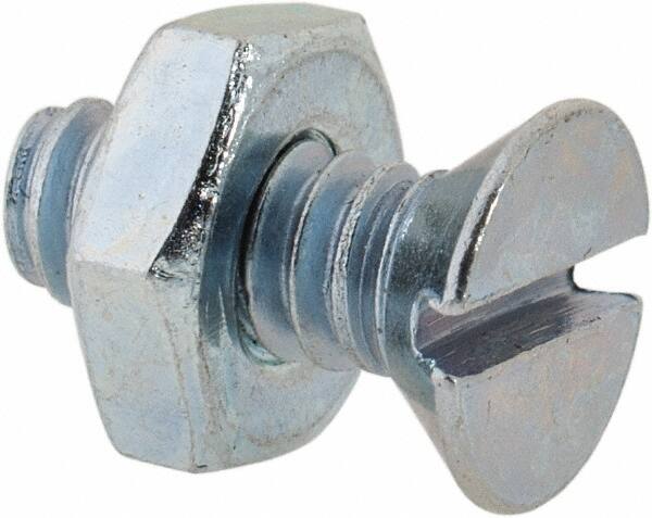 Value Collection - #10-24 UNC, 1/2" OAL Slotted Drive Machine Screw - Flat Head, Grade 2 Steel, Zinc-Plated Finish, Without Washer - Americas Industrial Supply