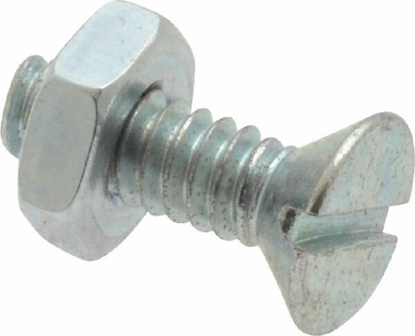 Value Collection - #10-24 UNC, 5/8" OAL Slotted Drive Machine Screw - Flat Head, Grade 2 Steel, Zinc-Plated Finish, Without Washer - Americas Industrial Supply