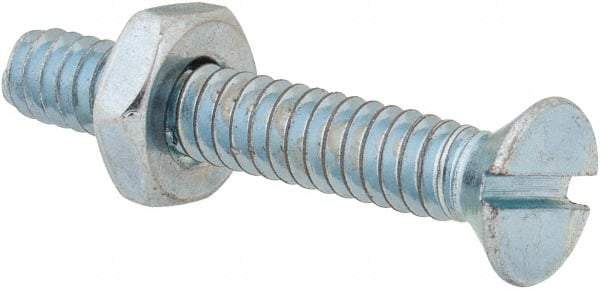 Value Collection - #10-24 UNC, 1-1/4" OAL Slotted Drive Machine Screw - Flat Head, Grade 2 Steel, Zinc-Plated Finish, Without Washer - Americas Industrial Supply