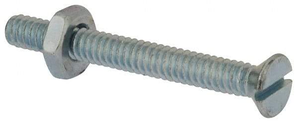 Value Collection - #10-24 UNC, 1-3/4" OAL Slotted Drive Machine Screw - Flat Head, Grade 2 Steel, Zinc-Plated Finish, Without Washer - Americas Industrial Supply