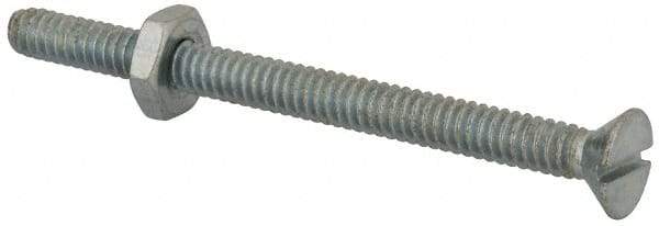 Value Collection - #10-24 UNC, 2-1/2" OAL Slotted Drive Machine Screw - Flat Head, Grade 2 Steel, Zinc-Plated Finish, Without Washer - Americas Industrial Supply
